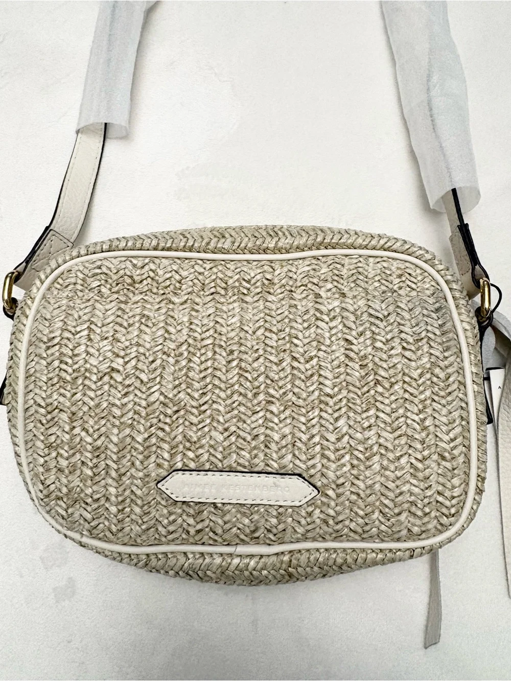 AIMEE KESTENBERG Berlin Leather Crossbody Bag In Straw W/vanilla